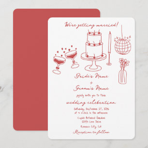 Convite Ilustrações Desenhadas Mão Casamento Doodles Maroo