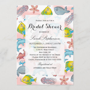 Convite Ilustrações subaquáticas da aguarela das criatu