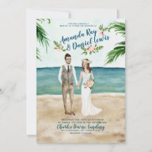 Convite Ilustrado para Casamento de Praia