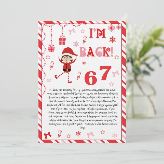 Convite I'm back Elves Letter - Elf Welcome letter card (Em pé/Frente)