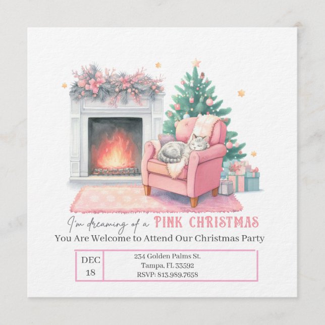 Convite I'm Dreaming of a Pink Christmas Invitation (Frente)