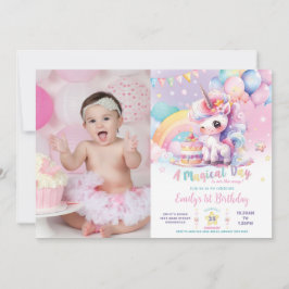 Convite Imagem de Aniversário do Arco-Íris Cuto Whimsical