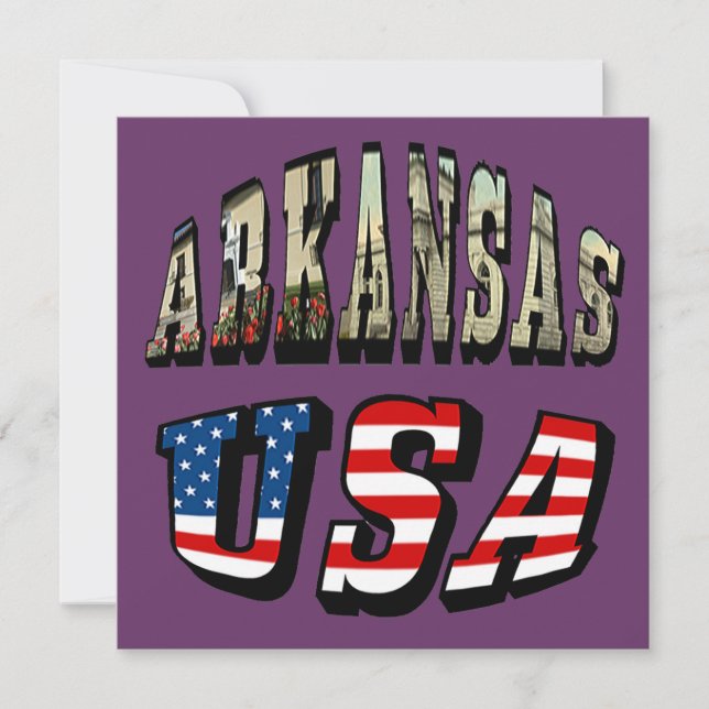 Convite Imagem de Arkansas e Texto de Sinalizador EUA (Frente)
