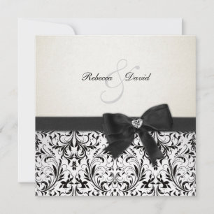 Convite Imagem de Black and Ivory Damask com arco de diama