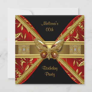 Convite Imagem de Borboleta Elegante em Preto e Dourado pa