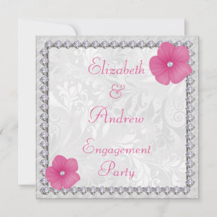 Convite Imagem de Brilho de Diamantes Floral Damask Noivad