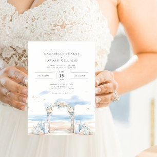 Convite Imagem de Casamento de Destino de Aquarela Costeir