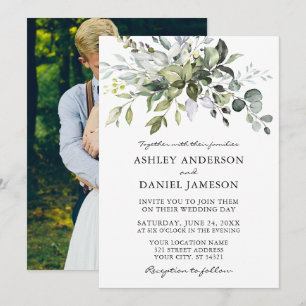 Convite Imagem de Casamento de Watercolor Greenery