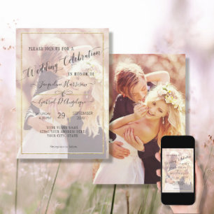Convite Imagem de Casamento Simples de Script Simples Eleg