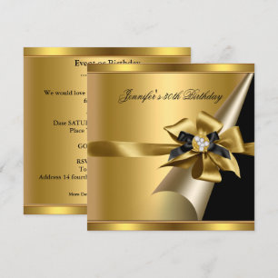 Convite Imagem de Diamante Preto Dourado para Festa de Ani