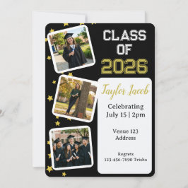 Convite Imagem de Estrela Dourada Edição Colorida Graduaçã