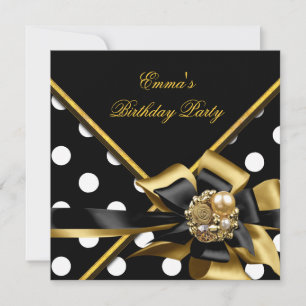 Convite Imagem de festa de aniversário dourado preto e bra