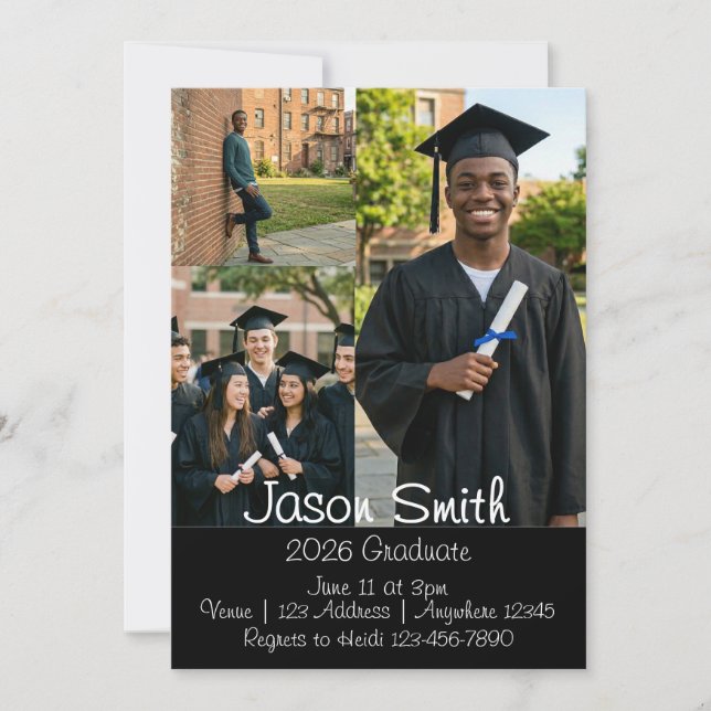 Convite Imagem de Graduação com Fundo Preto (Frente)