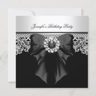 Convite Imagem de Renda com Diamantes para Festa de Aniver