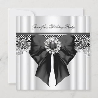 Convite Imagem de Renda com Diamantes para Festa de Aniver