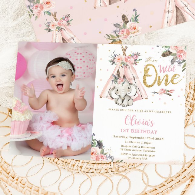 Convite Imagem de um primeiro aniversario Selvagem de Elef (Criador carregado)