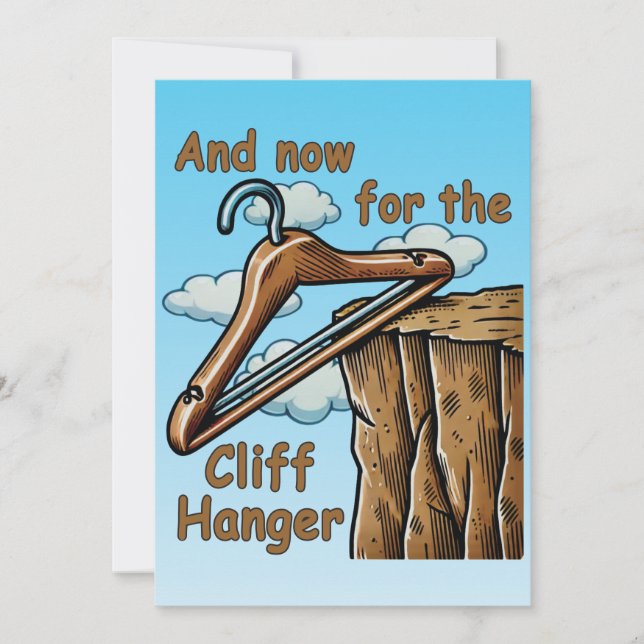 Convite Imagem Divertida de Cliff Hanger com Jogo de Palav (Frente)
