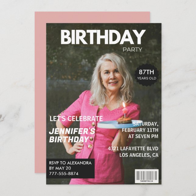 Convite Imagem do 87.º aniversário da Elegant Luxury Magaz (Frente/Verso)