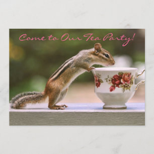 Convite Imagem do Chipmunk com Teacup de China
