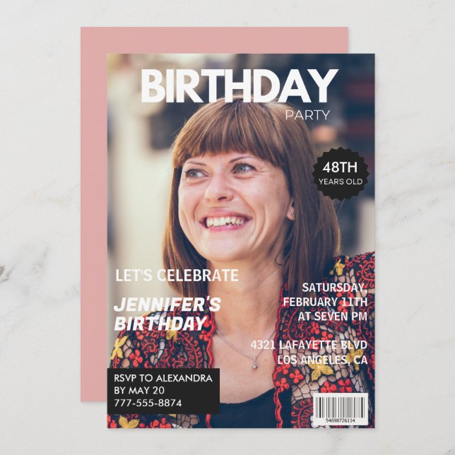 Convite Imagem do Elegante Luxury Magazine Foto 48 anos (Frente/Verso)