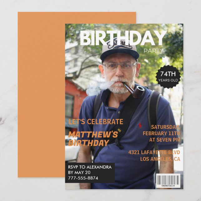 Convite Imagem Editorial da Revista Funny Foto 74.º aniver (Frente/Verso)