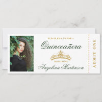 Imagem Elegante Quinceanera Foto Verde e Dourada
