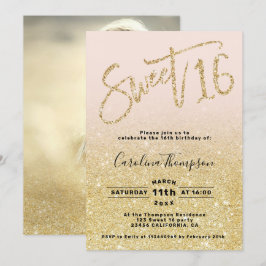 Convite Imagem em quadrinhos com brilho de ouro doce Foto 