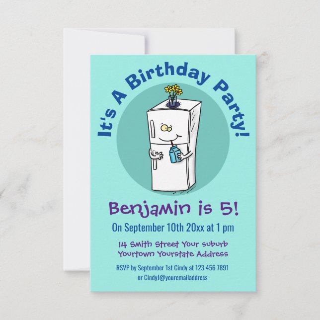 Convite Imagem engraçada do desenho do frigorífico (Frente)