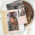 Convite Imagem fotográfica mbre mbre de brilho 4 fotos Swe<br><div class="desc">O moderno brilho amarelo-dourado brilhante gradiente ombre acena o script pastel cor-de-rosa doce 16 convite de aniversário. Adicione 4 de suas fotos favoritas com uma fonte moderna com estilo escovado e colagem com grade de fotos.</div>