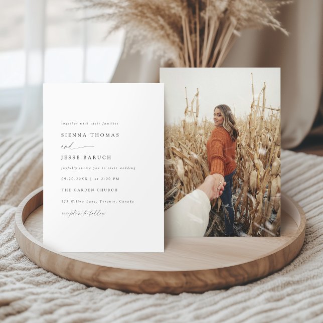 Convite Imagem Mínima de Script Preto e Branco Elegante (Criador carregado)