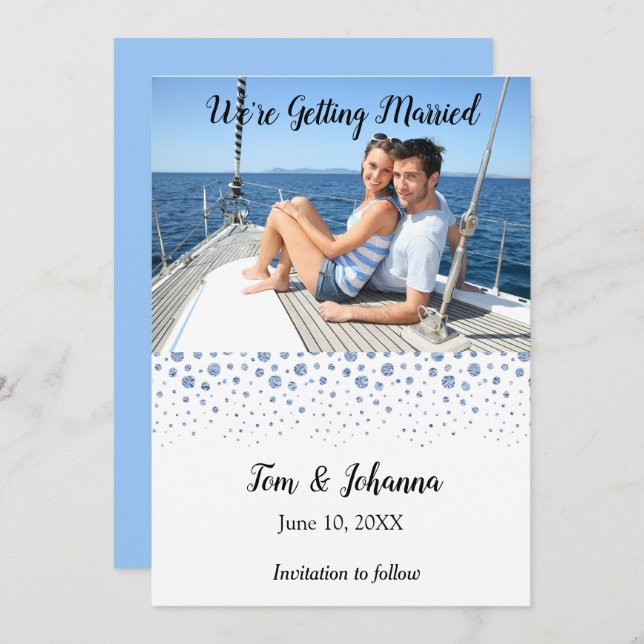 Convite Imagem Náutica Tropical de Praia Salvar a Data (Frente/Verso)