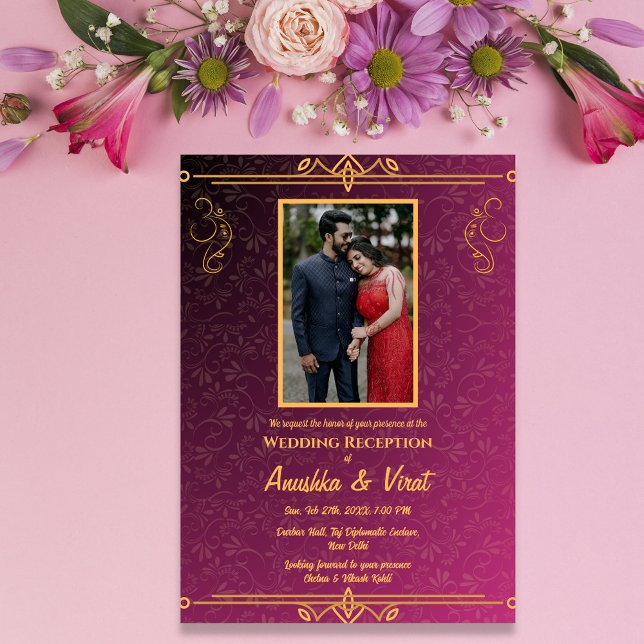 Convite Imagem Personalizável da Recepção de casamento Ind (Criador carregado)