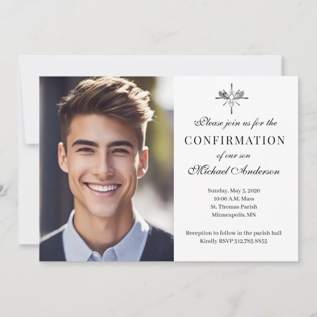 Convite Imagem Religiosa de Confirmação de Sacramento (Frente)
