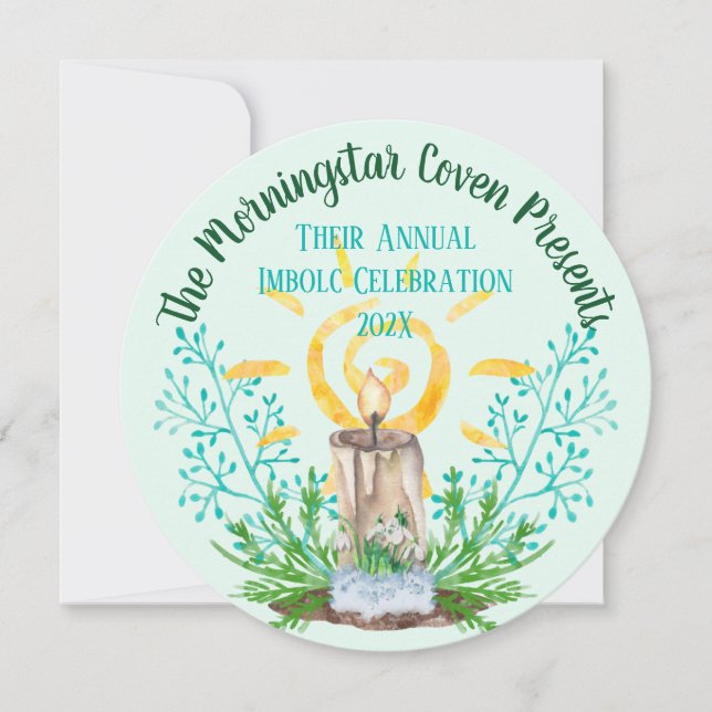 Convite Imbolc Spiral Sun Wicca Sabbat Holiday (Frente)