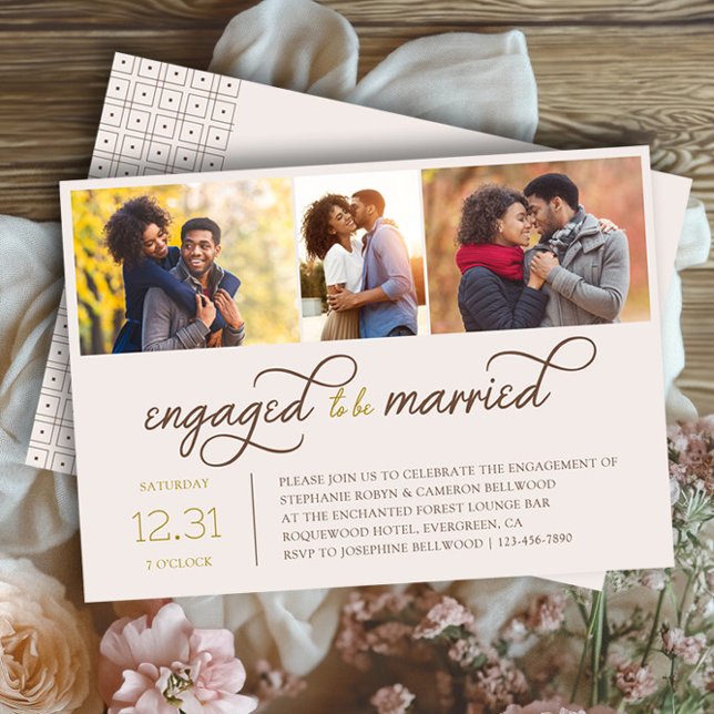 Convite Implicado para se casar com a Festa de noivado 3 F (Engagement Photo Invitation from the Engagement Party Invitations collection by Darling & May)