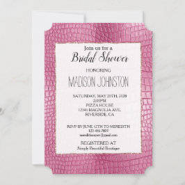 Convite Impressão Animal de Alligador Faux Rosa