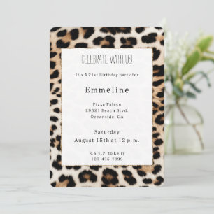 Convite Impressão Animal Leopardo Preto Creme