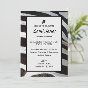 Convite Impressão animal Zebra Luxo Preto Branco Simples