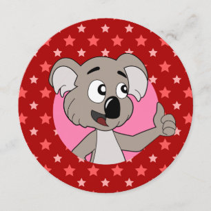 Convite impressão de aniversário de cartoons em Koala co