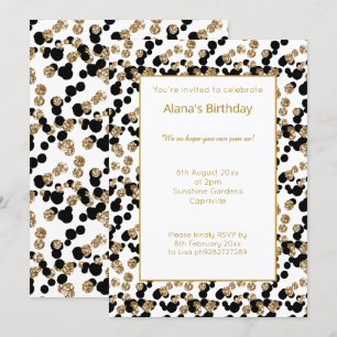 CONVITE IMPRESSÃO DE ANIVERSÁRIO DE LEOPARD BRANCO, PRET