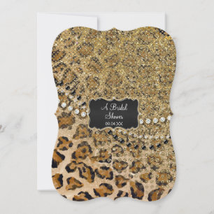 Convite Impressão de Chás de panela Dourados de Leopardo