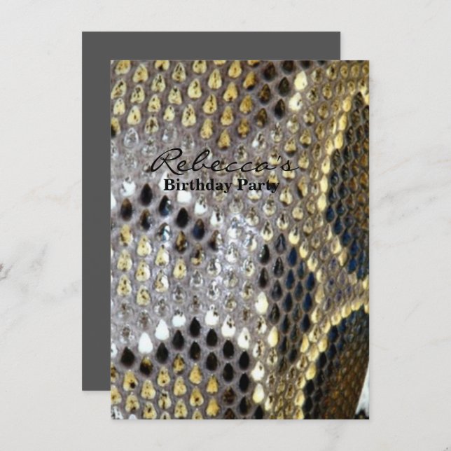 Convite impressão de cobra cinza de modelo de animal preto (Frente/Verso)