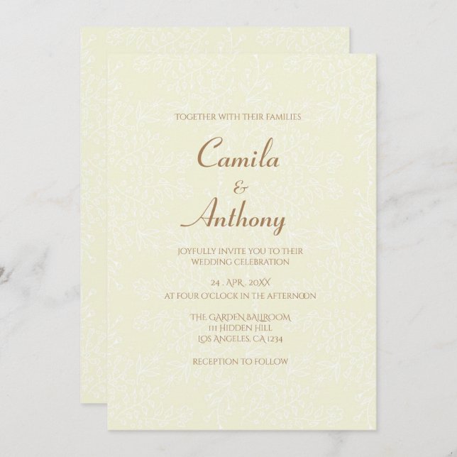 Convite Impressão de Fronteira de Cheio de Padrão Floral B (Frente/Verso)