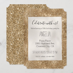 Convite Impressão de girafa com brilho dourado