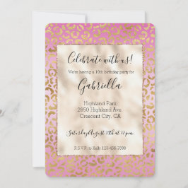 Convite Impressão de leopardo em ouro rosa