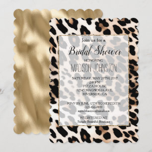 Convite Impressão de leopardo preto e creme