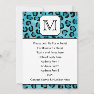 Convite Impressão De Leopardo Teal, Monograma Personaliza