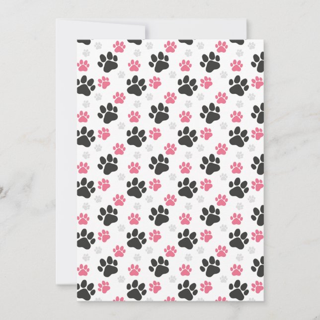 Convite Impressão de Pata Preta e Rosa Dona de Cachorro Am (Frente)
