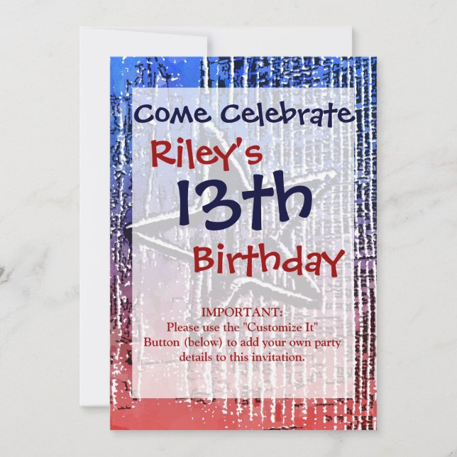 Convite Impressão de Pop Russo Legal Vermelho e Azul (Frente)