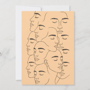 Convite Impressão de Rostos Sobrepostos, Arte de Linha Min